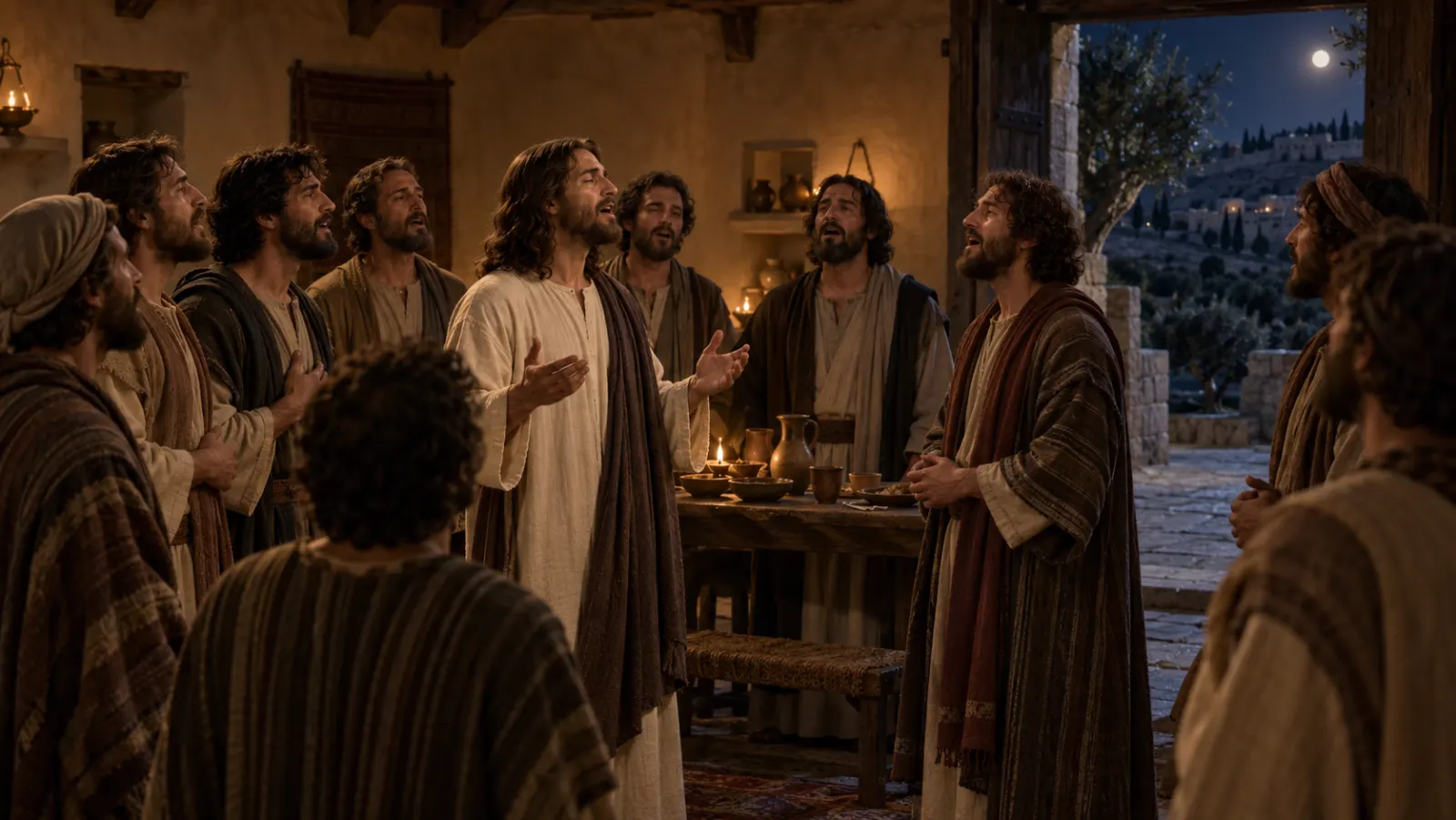 La referencia a un himno después de la cena sitúa a Jesús dentro de la práctica judía de alabanza de la Pascua. Los Salmos 113–118, conocidos como Hallel, son el contexto más probable y dan una profundidad especial a la noche antes del arresto.