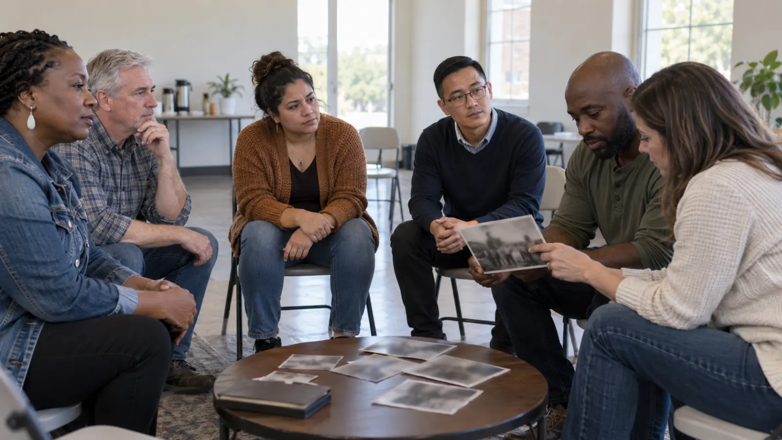 Members of two neighboring American congregations share a meal and study local history together.
