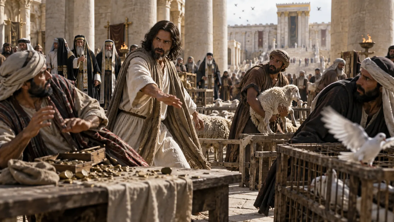 The Gospels agree that Jesus dramatically challenged commercial activity in the Temple. They differ over where that event stands in the story of his ministry, and responsible readers should distinguish possible harmonization from what can be known with confidence.
