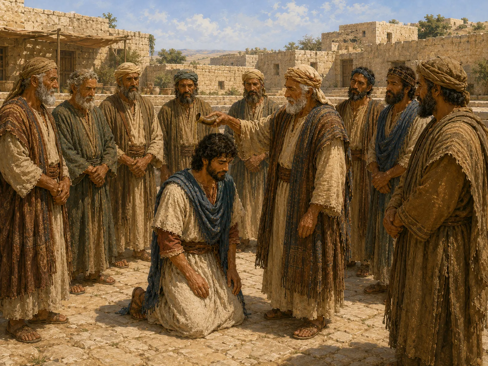 Los ancianos de Israel ungen a David como rey en Hebrón.
