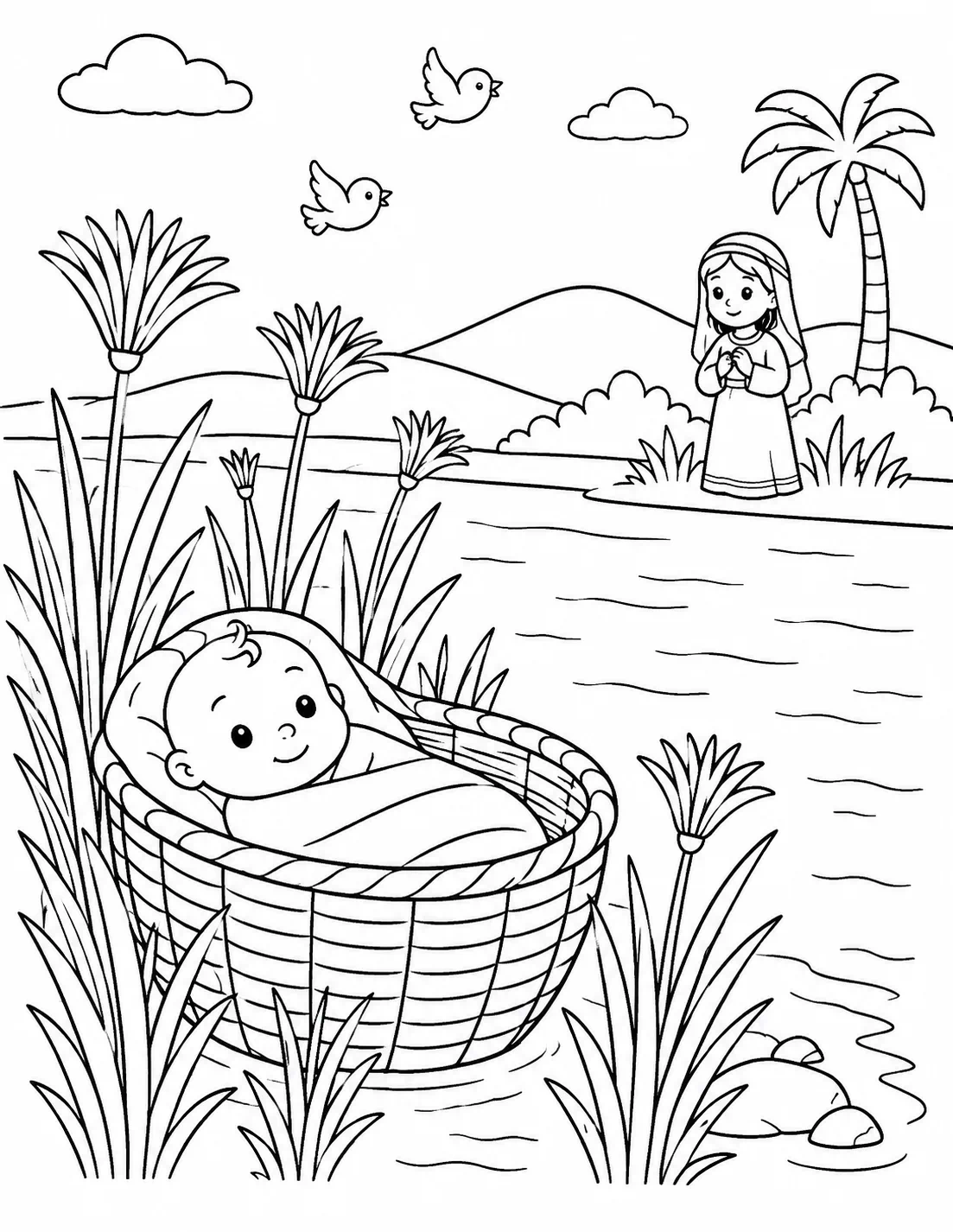 Baby Moses Safe Among the Reeds