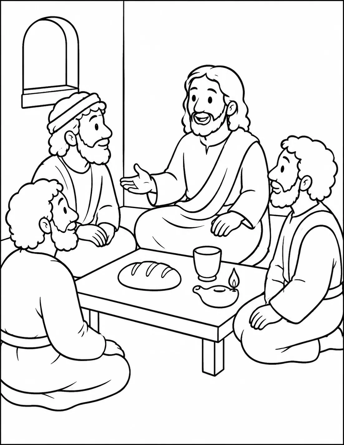 Jesus Shares Bread with His Disciples